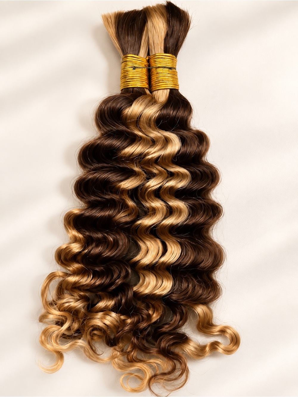 16 inch Deep Brown with Honey Blonde Highlights Wavy Hair Extensions
